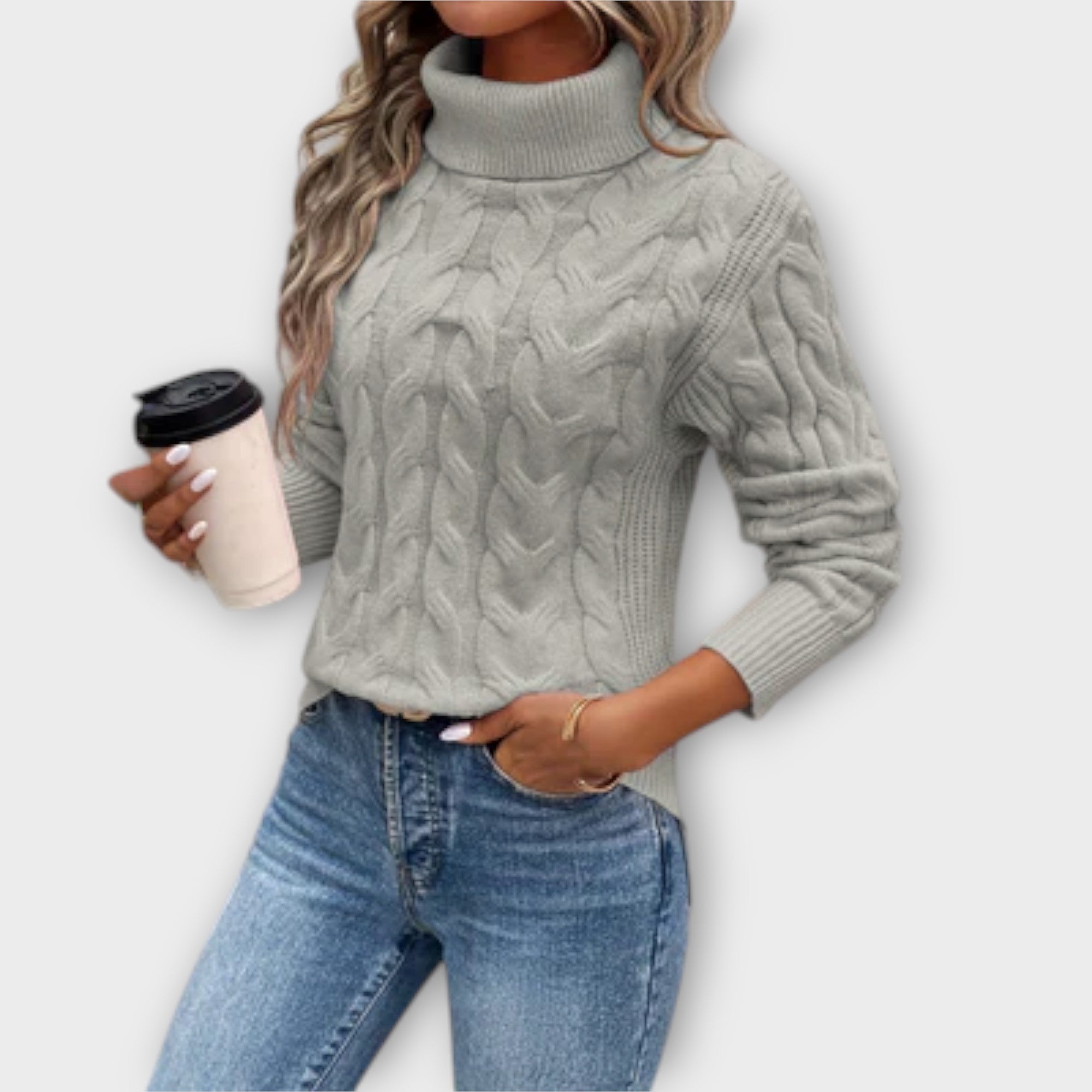 Amelia – Elegancki Sweter z Wysokim Kołnierzem