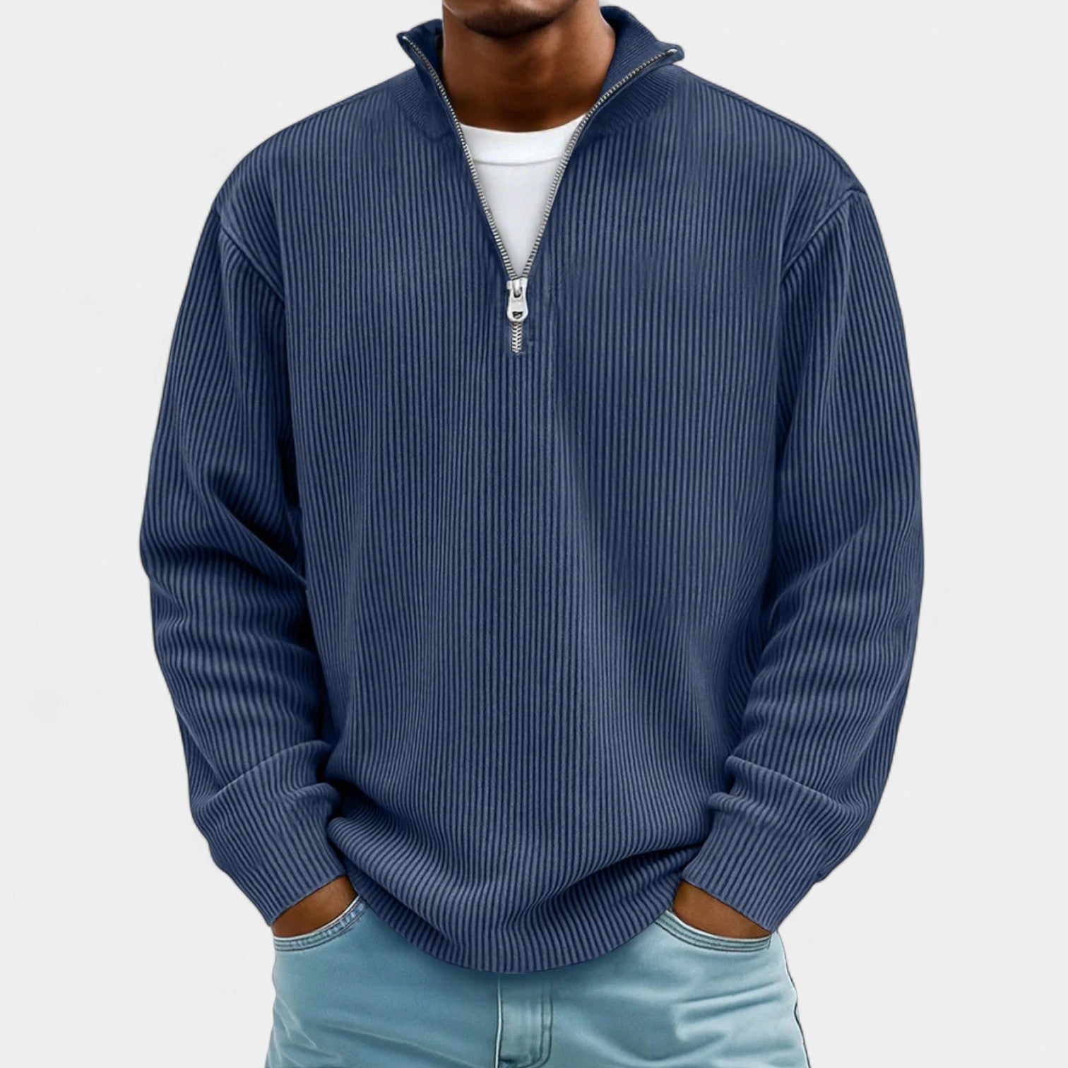 Martin – Męski sweter z polo zamkiem