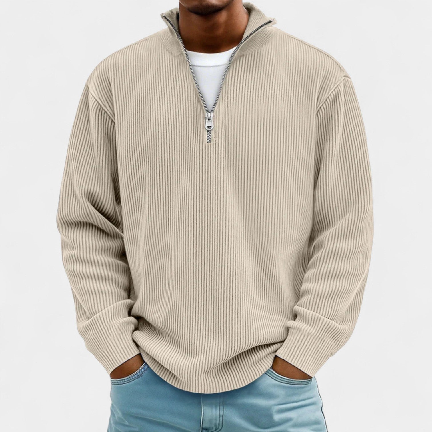 Martin – Męski sweter z polo zamkiem