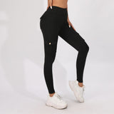 Damskie legginsy sportowe z wysokim stanem i kieszenią cargo