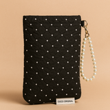 Billie | Elegancka czarna saszetka z perłowym uchwytem
